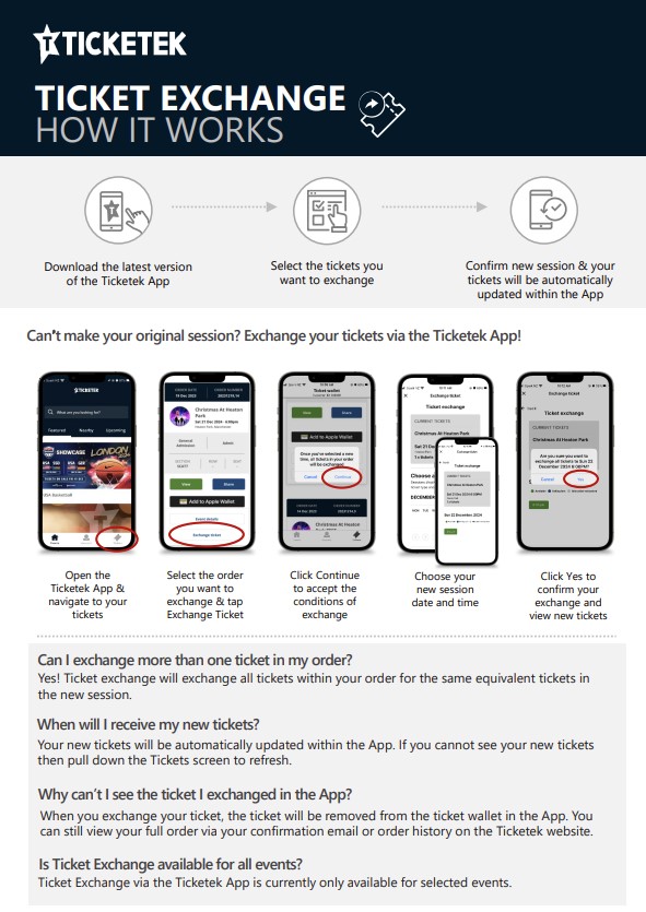 How to exchange via the Ticketek UK App? Ticketek UK